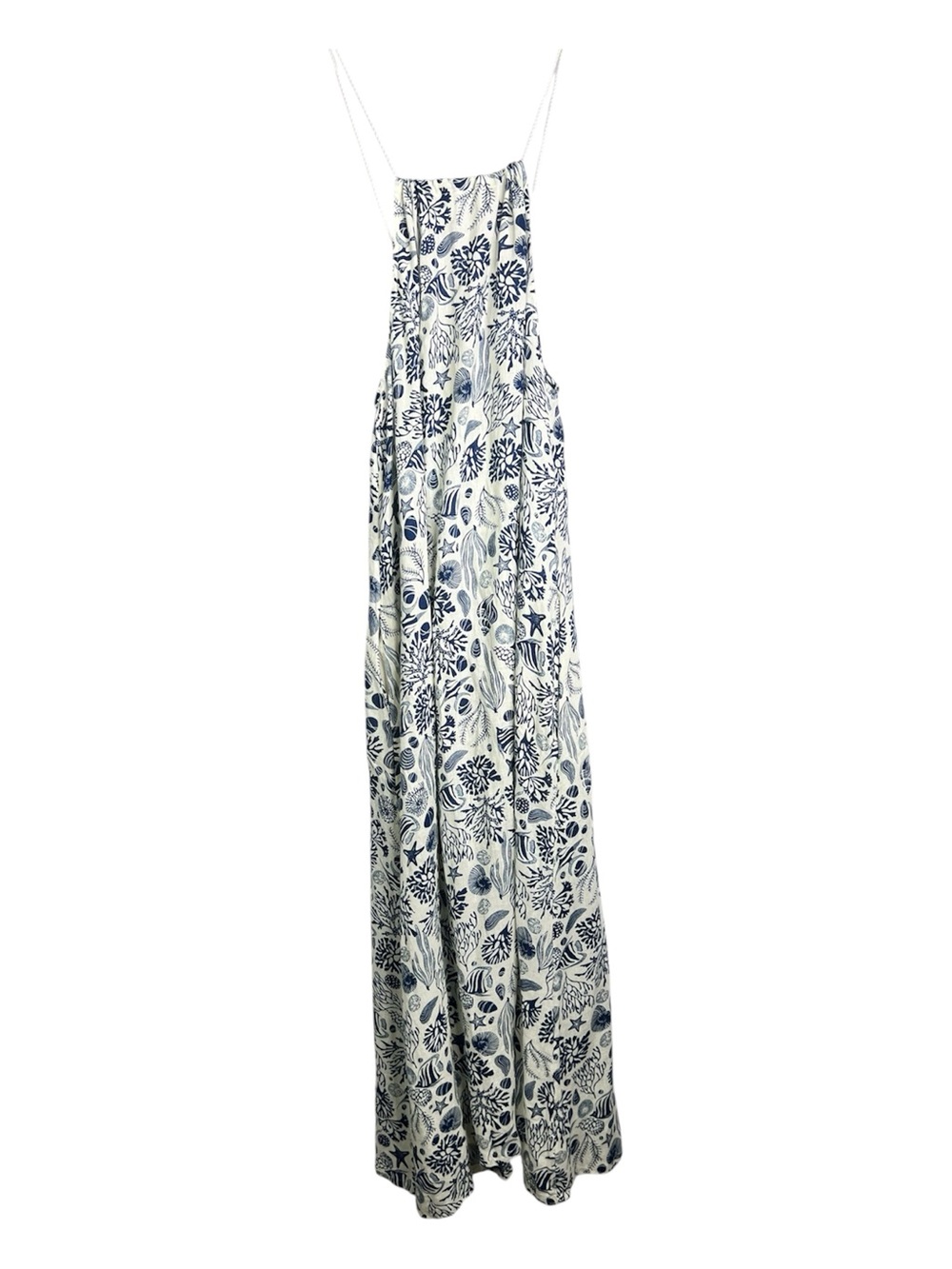 Sigrid Olsen Marine Pattern Linen Blend Maxi Dress SZS